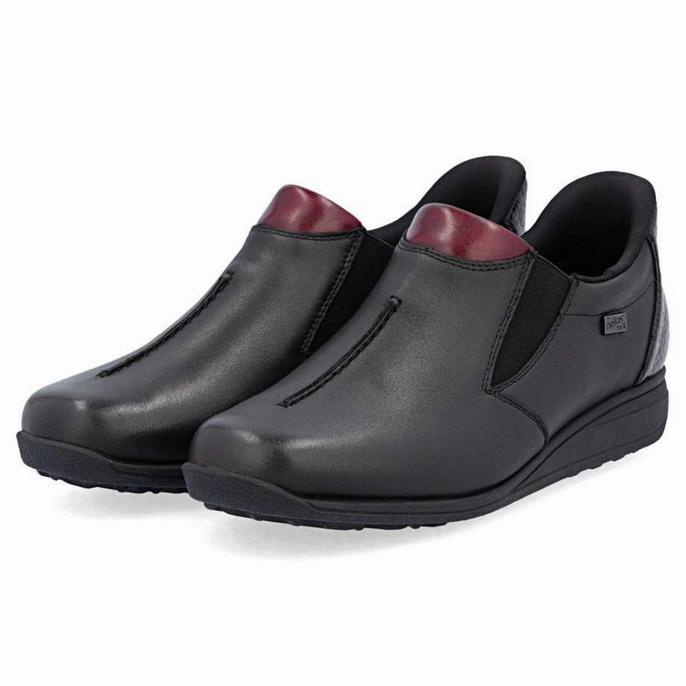 Game Day Transit Wear Rieker Donna 53 Black/Burgundy Slip-On (Women's)