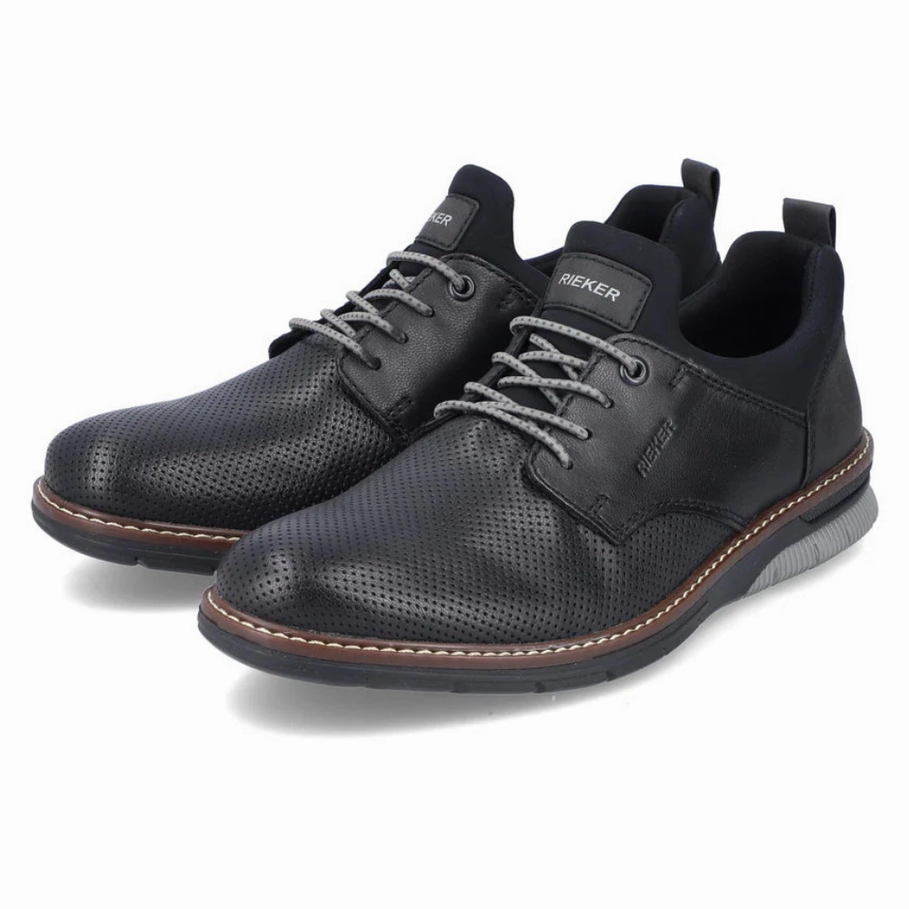 Durable Make Fashion Focused All Day Step Rieker Dustin 50 Black Leather Oxford (Men's)