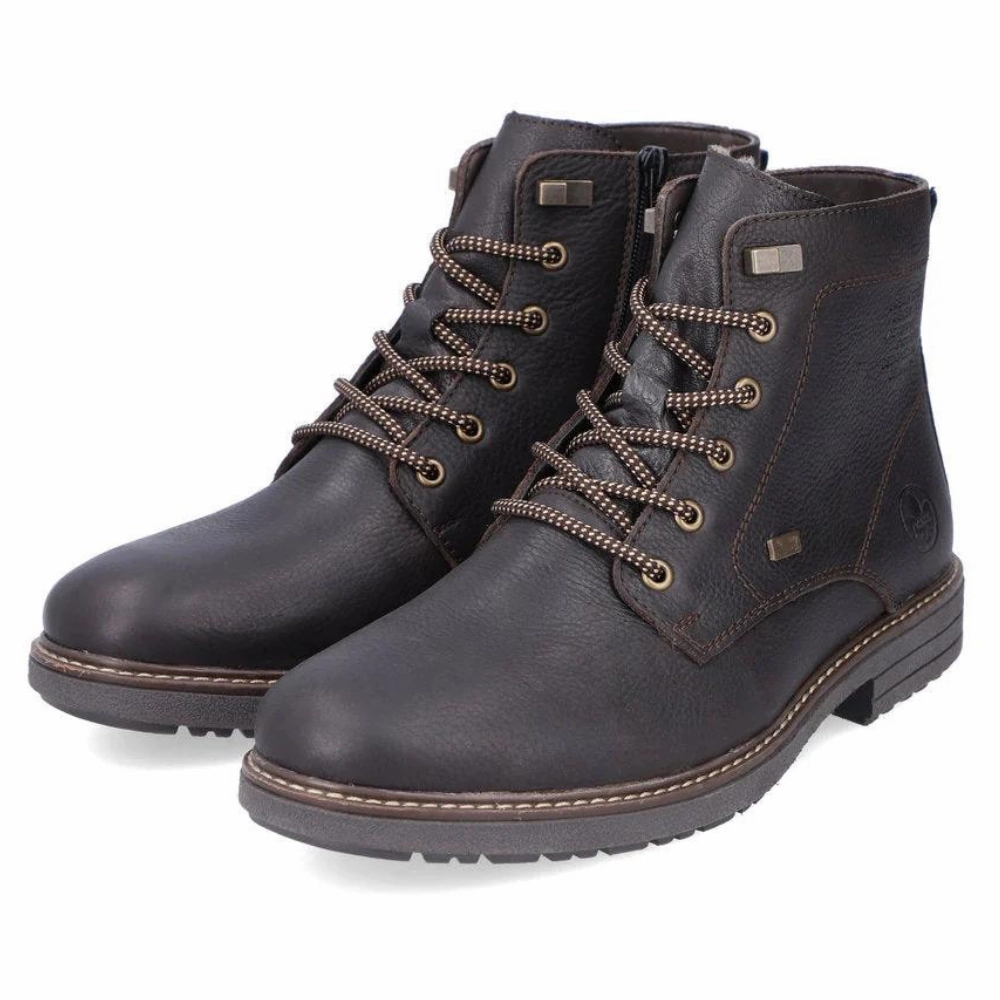 Rieker Dwayne 21 Dark Brown Leather Boot (Men's) Deep Black