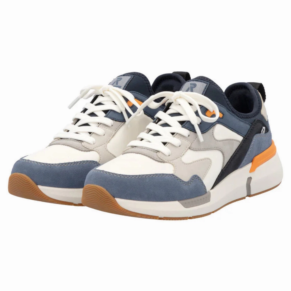 Rieker Justus U1403 Jeans/White Sneaker (Men's) Feel Fresh Slip On Design