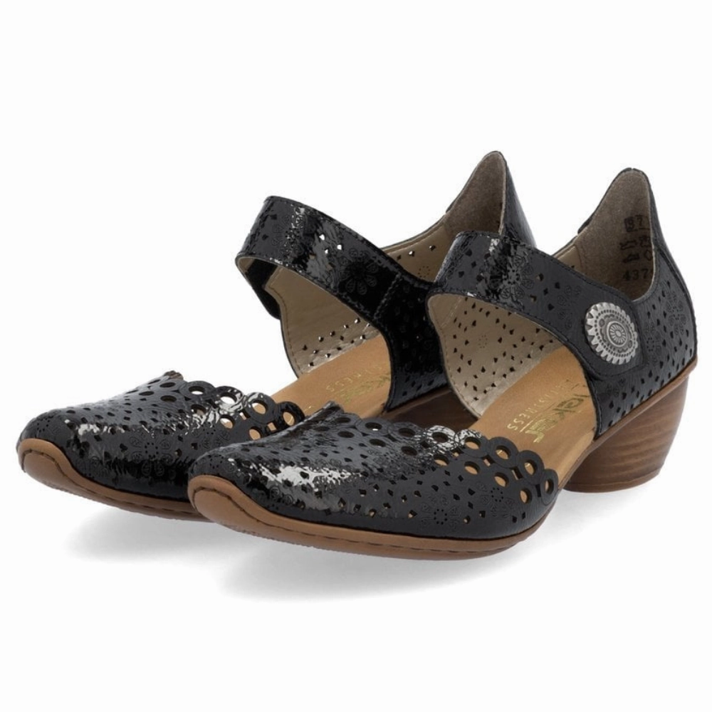 Formal Wear Rieker Mirjam 53 Nero/Black Leather Heel (Women's)