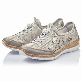 Zip Closure Rieker Nikita K6 Grey Leather Shoe (Women's)