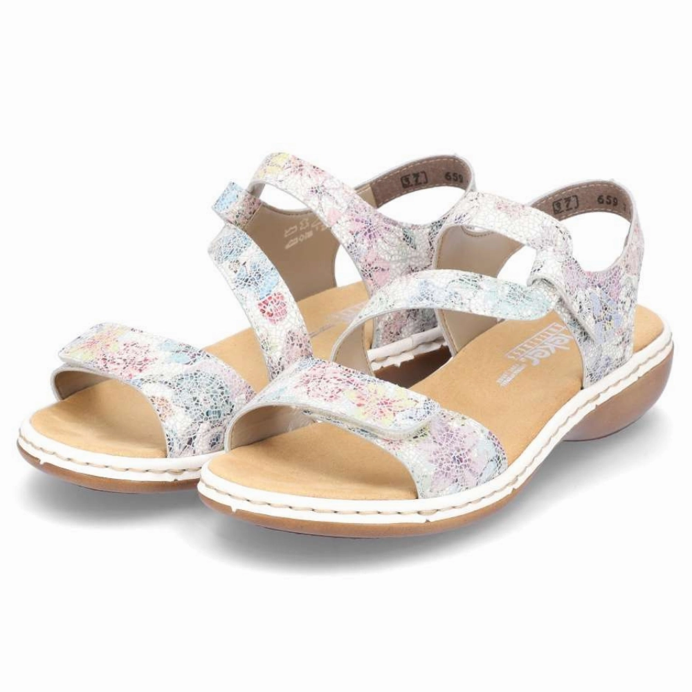 Enhanced Ground Contact Surface Easy Flow Rieker Regina C7 Ice Multi Leather Sandal (Women's)