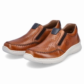 Lightweight Step Rieker Ryan 65 Brown Leather Slip-On Shoe (Men's)