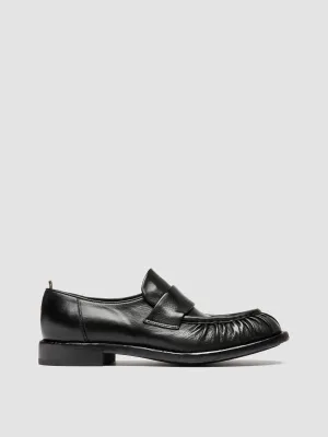 RUGGED 009 - Black Leather Penny Loafers Coffee Spot Smart Design
