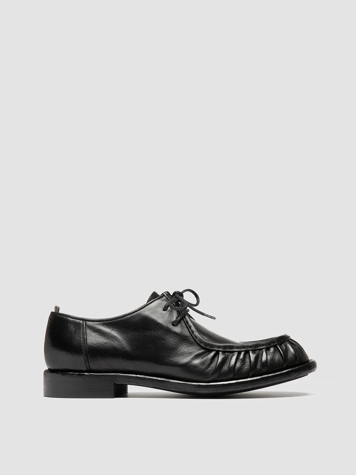 Enhanced grip RUGGED 010 - Black Leather Derby Shoes