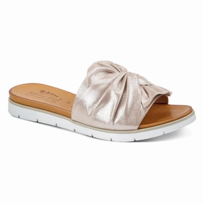 Spring Step Lavona Silver Slide Sandal (Women's) Fashionable Beach Footwear Arch Support Design