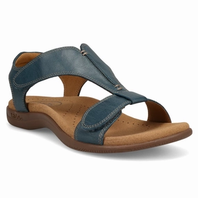 Chic Vacation Flats Pressure Relief Zones Taos The Show Petrol Blue Leather Sandal (Women's)