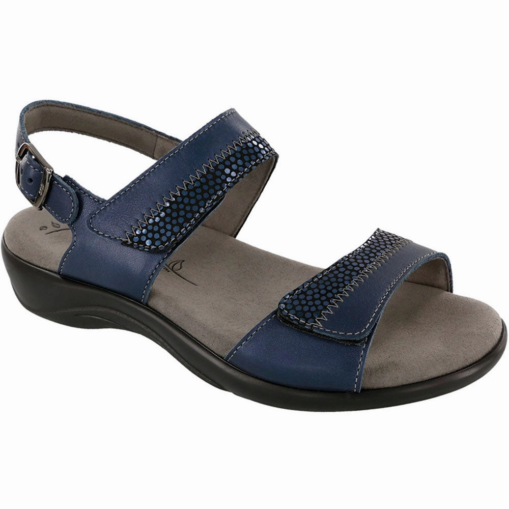 SAS Nudu Sandal Navy Leather (Women's) Light Touch