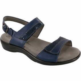 SAS Nudu Sandal Navy Leather (Women's) Light Touch