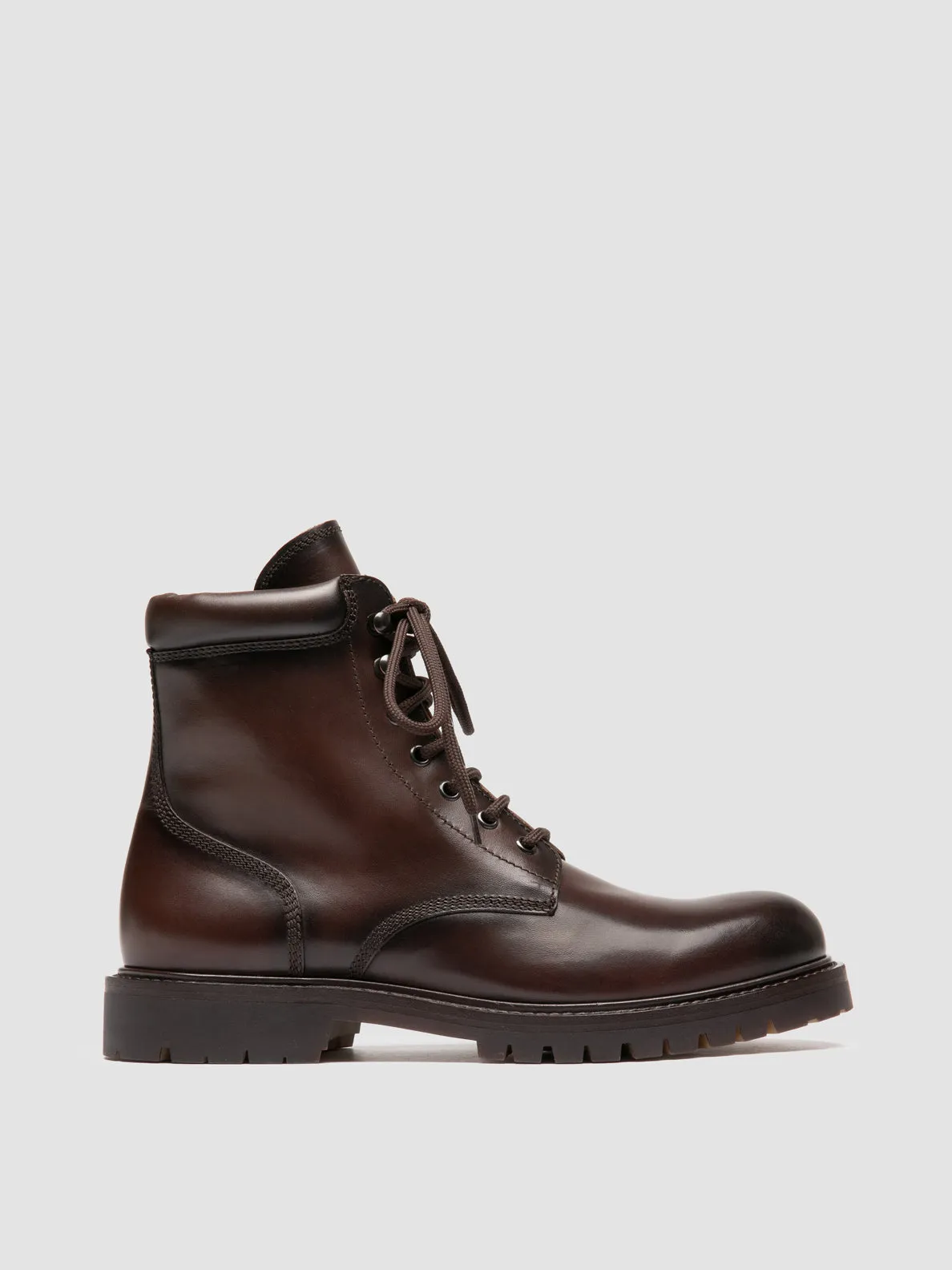 BOSS 002 - Brown Leather Lace Up Boots Elasticated Breathable Cold Weather Commuter