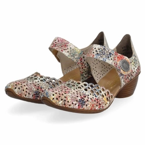 Rieker Mirjam 53 Beige Multi Leather Heel (Women's) Boardroom Style Natural Form