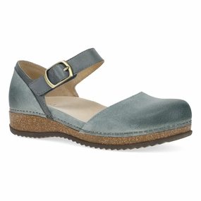 Mae Denim Burnished Suede Sky Blue Padded Comfort Cold Weather