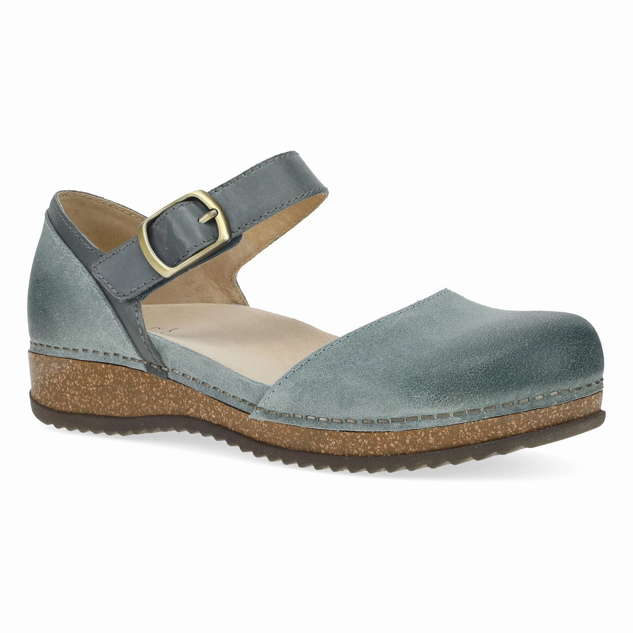 Mae Denim Burnished Suede Sky Blue Padded Comfort Cold Weather