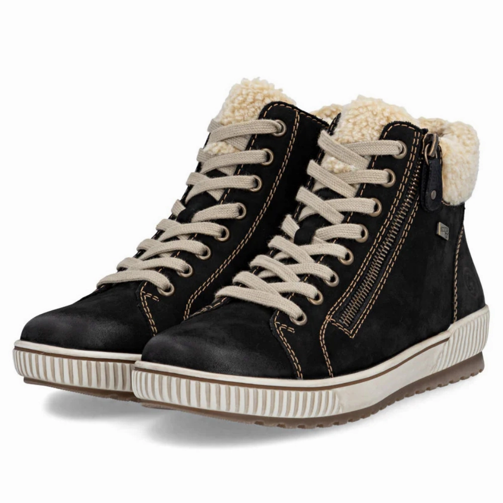 Remonte D0770 Maditta Black/Beige Sneaker-Boot (Women's) Child Hike