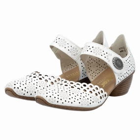 Stylish Comfort Rieker Mirjam 53 White Leather Heel (Women's)