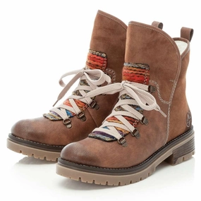 Canvas Rieker Peggy 33 Nuss-Antik/Orange Multi Boot (Women's)