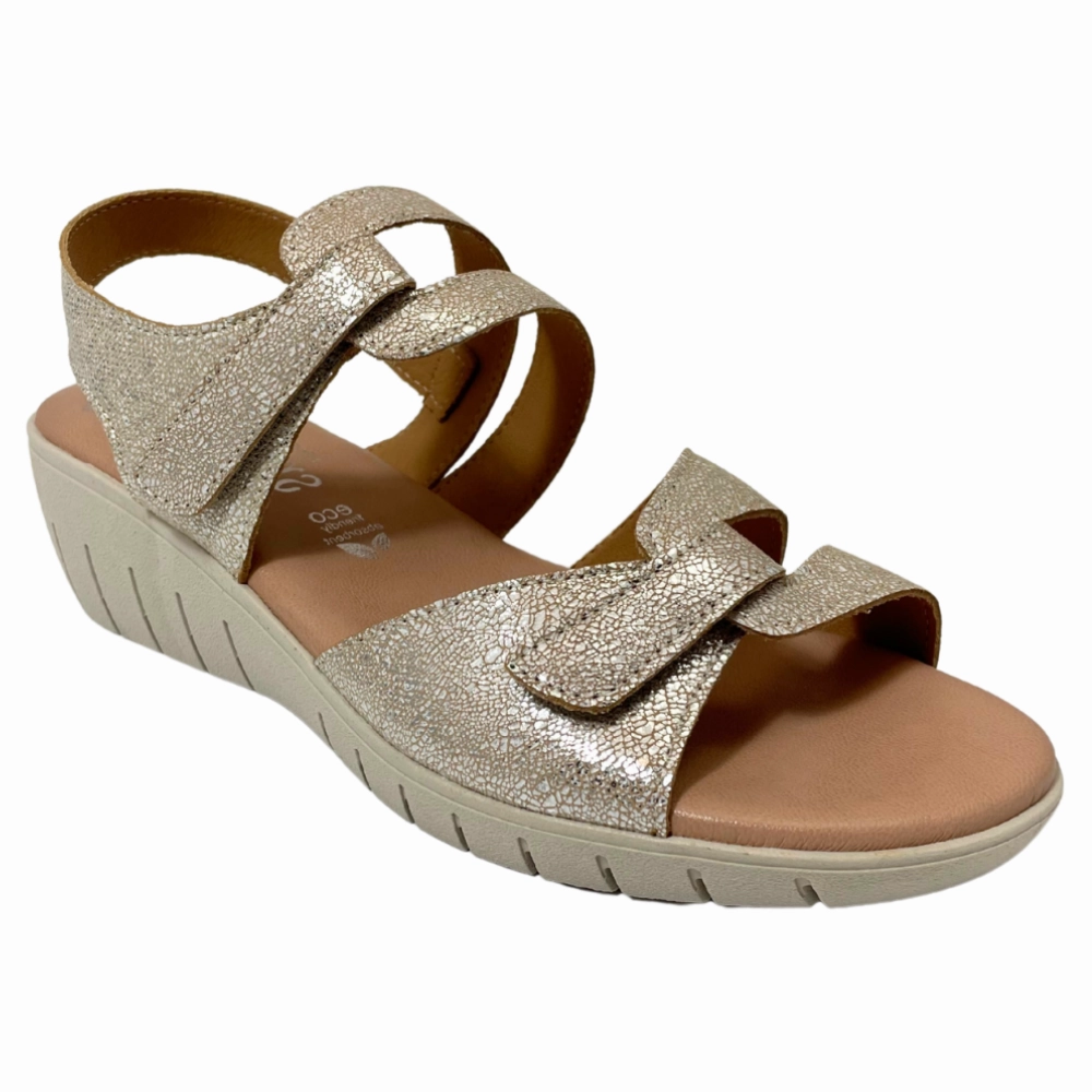 Water Play Water Resistant Material Valeria's Savanah Canvas Beige Soft Leather Sandal (Women's)