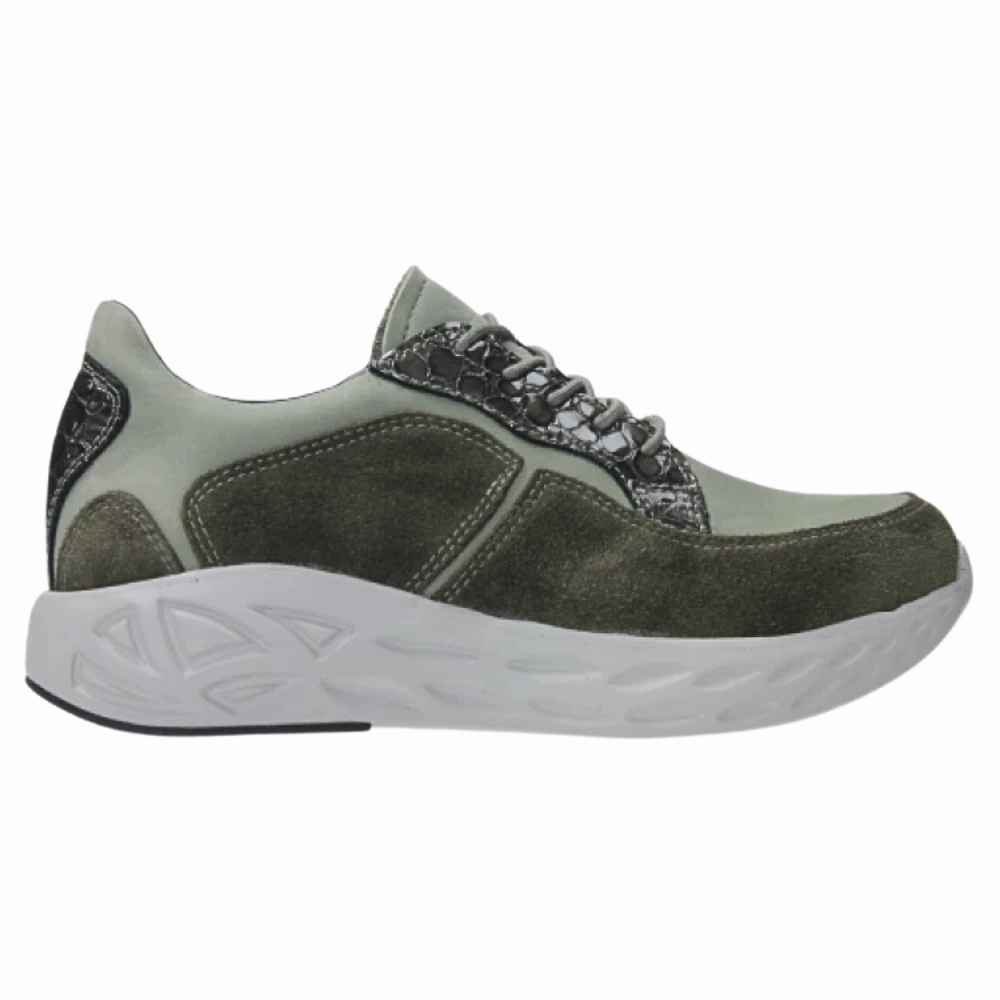Wolky Bounce Castor Grey Combi Leather Sneaker (Women's) Impact Diffusing Plate