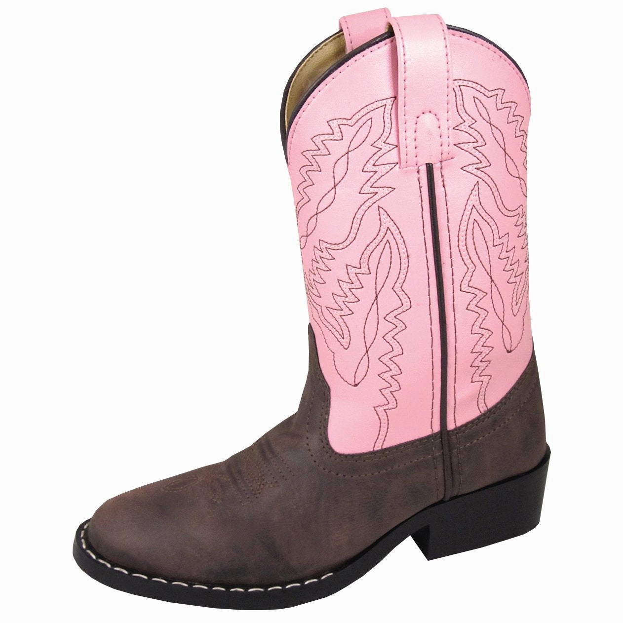 Smoky Mountain Girl's Children's Monterey Brown/Pink Cowboy Boot compression