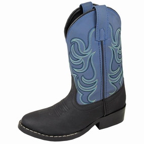 Smoky Mountain Youth Monterey Black/Blue Cowboy Boot Mud Resistant Active Nomad