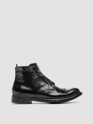 HIVE 005 - Black Leather Zipped Boots Urban Hiker Shock Absorbing Urban Traveler