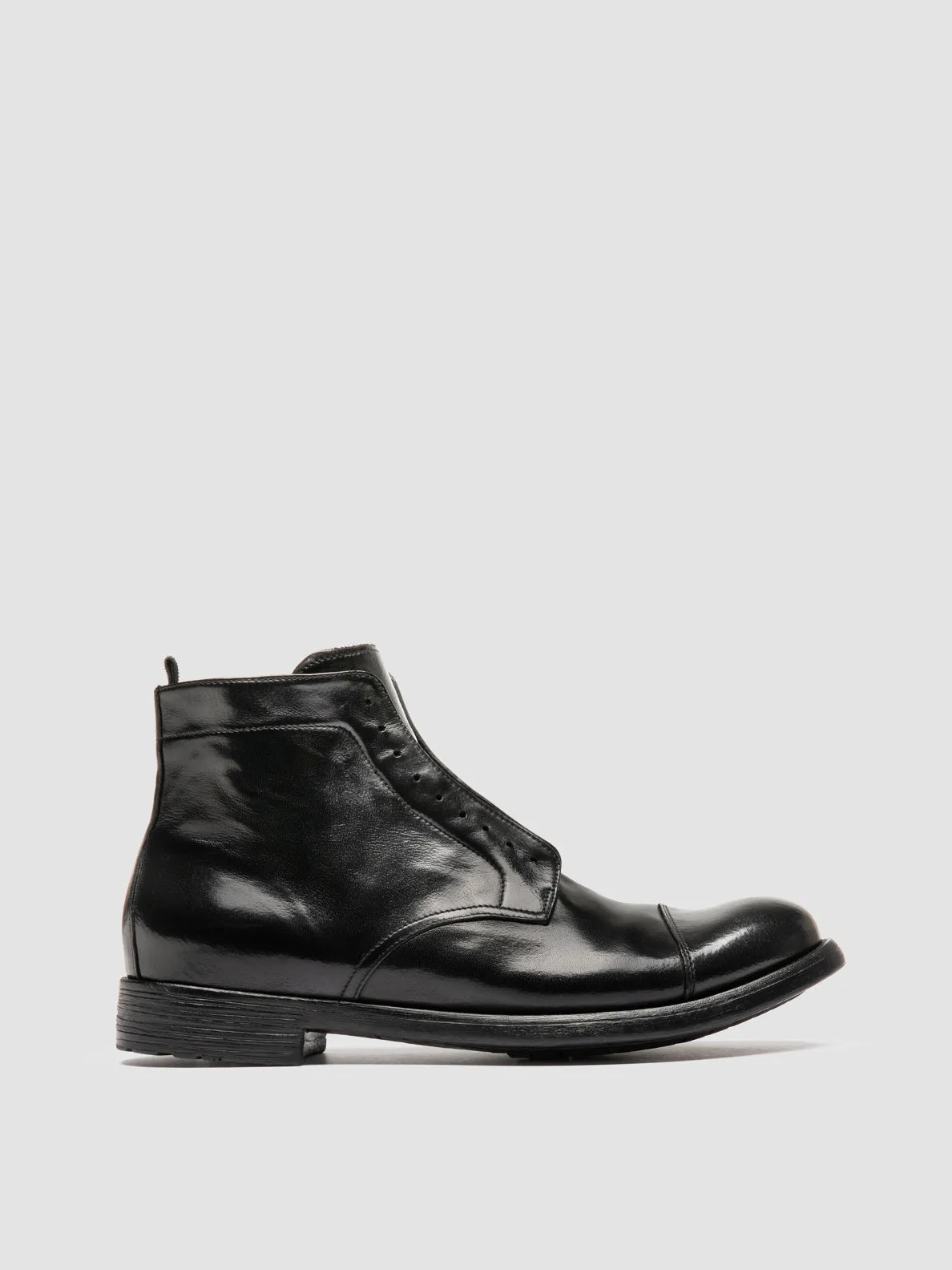 HIVE 005 - Black Leather Zipped Boots Urban Hiker Shock Absorbing Urban Traveler