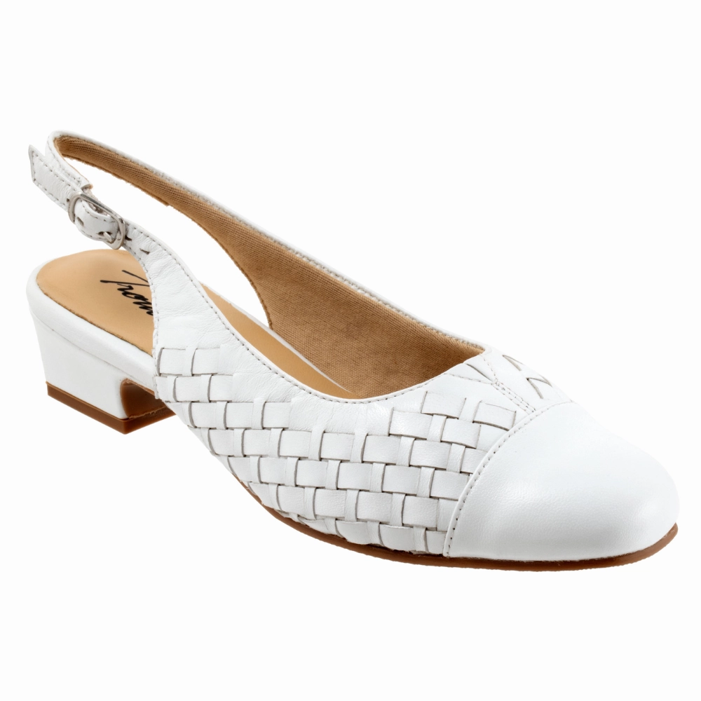 Evening Edge Glamorous Sandals Trotters Dea Woven White Leather Pump (Women's)
