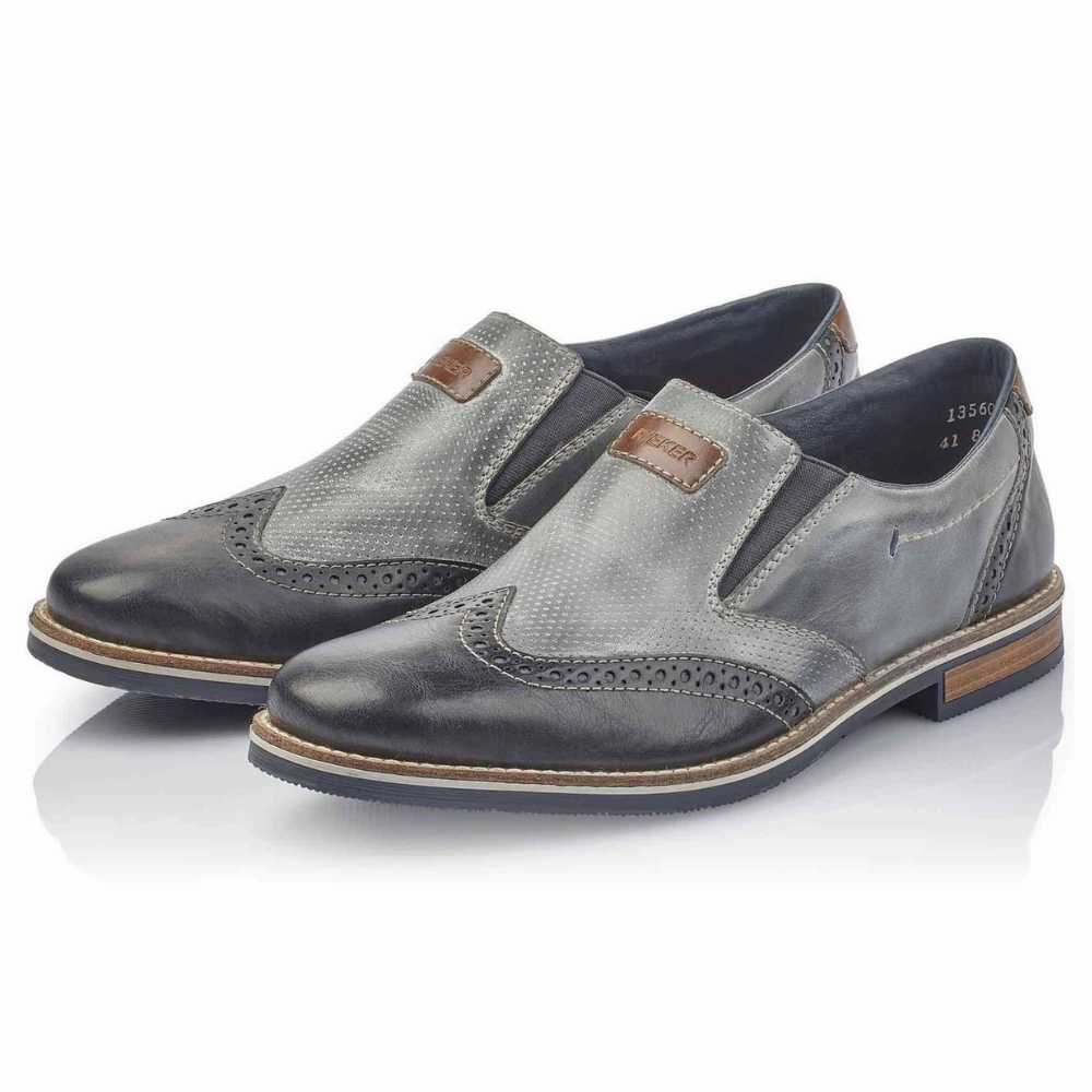 Standing Hours Rieker Daniel 60 Blue Leather Dress Shoe (Men's)