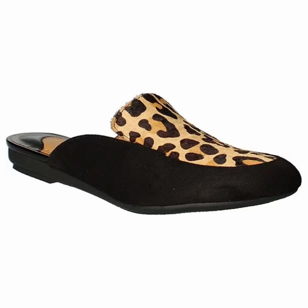 J. Renee Haziza Black/Brown Leopard Mules (Women's) Modern Taste Lightweight Step