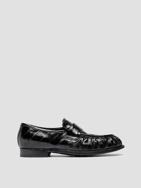 Office Look Hold Firm SOLITUDE 107 - Black Leather Penny Loafers
