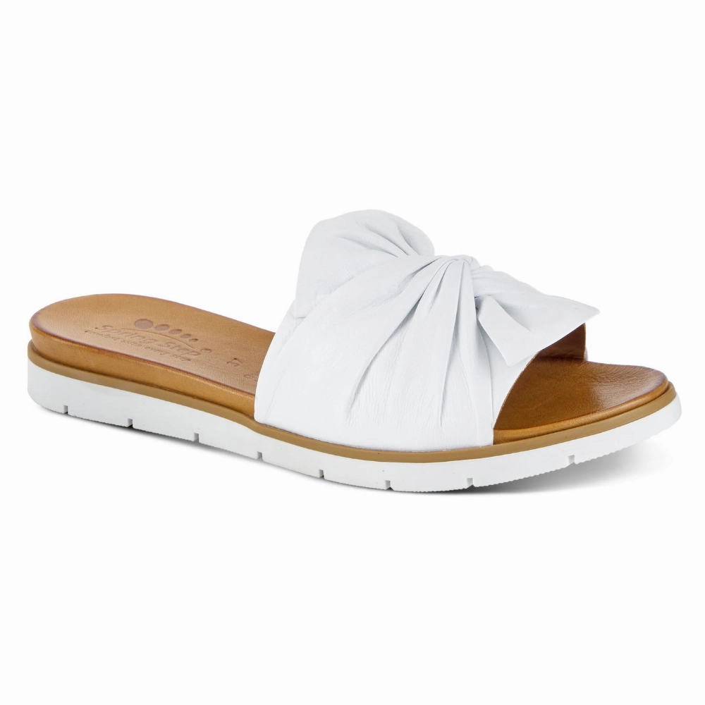 Spring Step Lavona White Slide Sandal (Women's) Step Friendly Sleek Feel