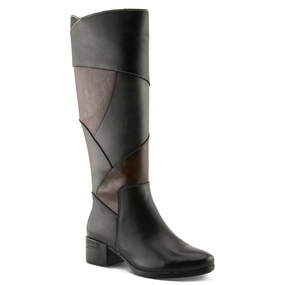 Spring Step Patchwork Black Multi Leather Tall Boot (Women's) Classic Shape