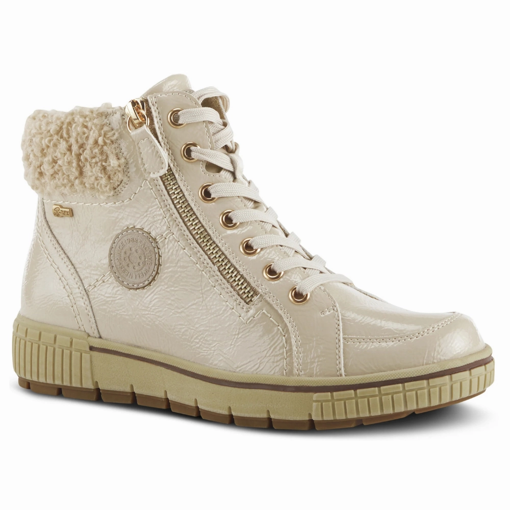Spring Step Relife Alps Beige Patent Lace-Up Boot (Women's) Relax Day