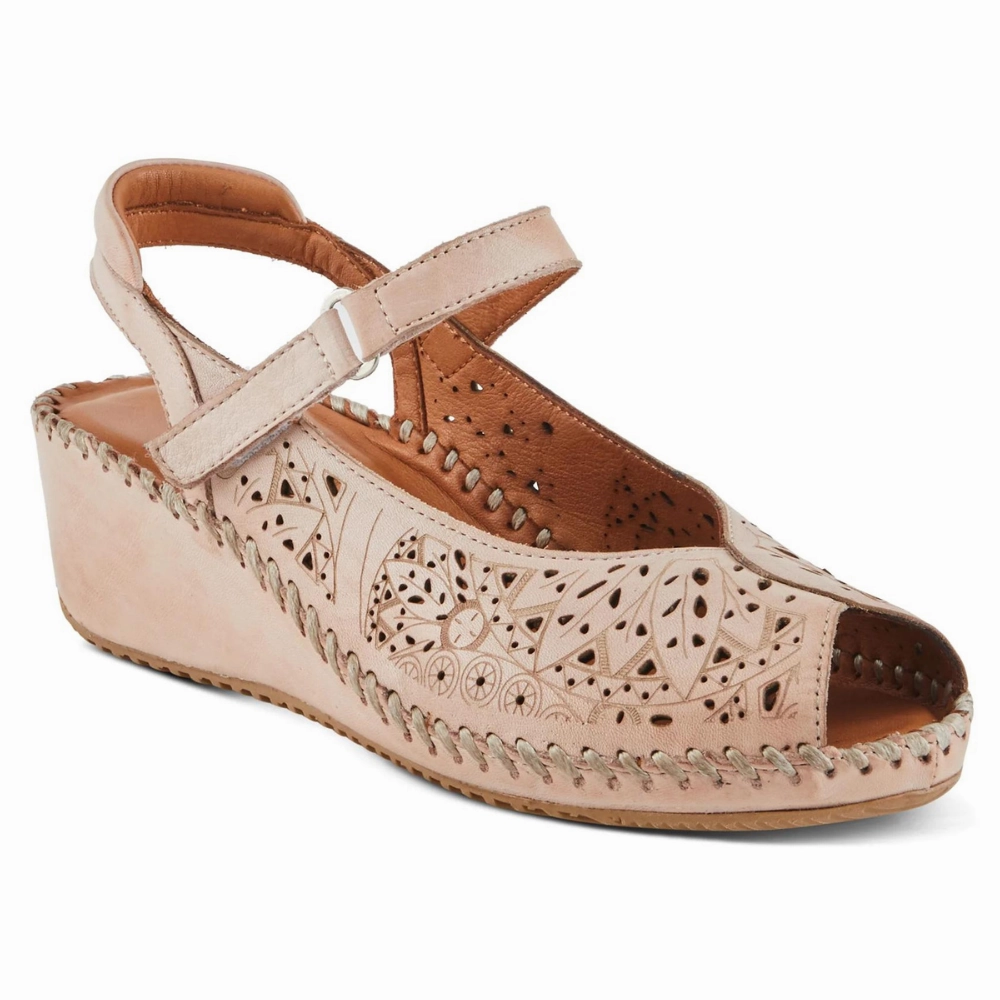 Spring Step Santonio Blush Leather Sandal (Women's) Odor Resistant Linings Anti Slip Tread