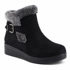 Multi Density Traction Spring Step Santuzza Black Waterproof Microsuede Bootie (Women's)