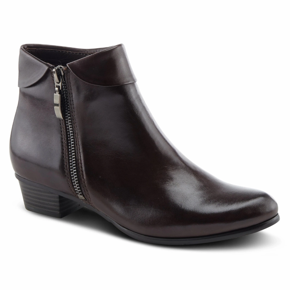 School Style Spring Step Stockholm Dark Brown Leather Bootie (Women's)