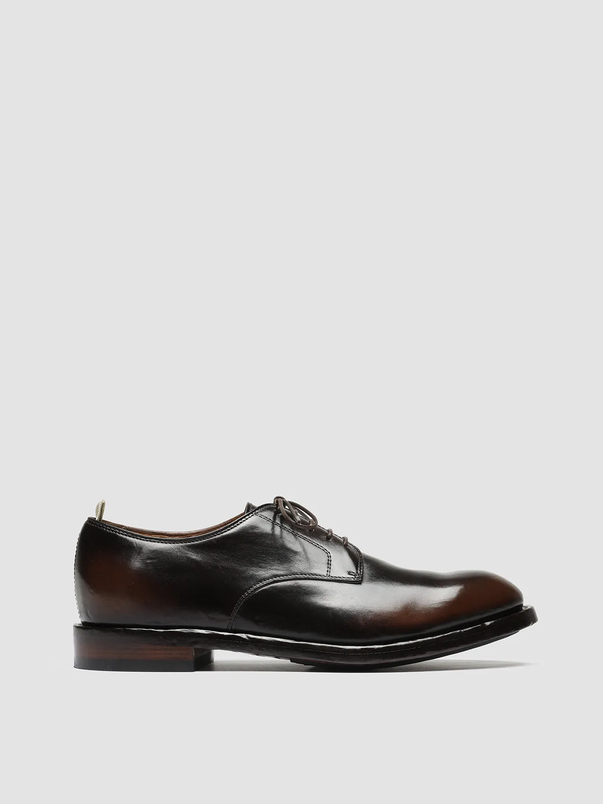 TEMPLE 018 - Brown Leather Derby Shoes Look Ready Low Impact Sole Geometry