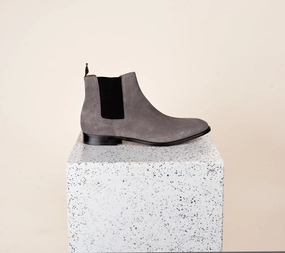 Lori - Men's Chelsea Boot Grey Suede Waterproof Cold Weather Commuter