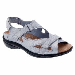 Fast Fit Environmentally Friendly Footbed Drew Lagoon Denim Dusty Leather Sandal (Women's)
