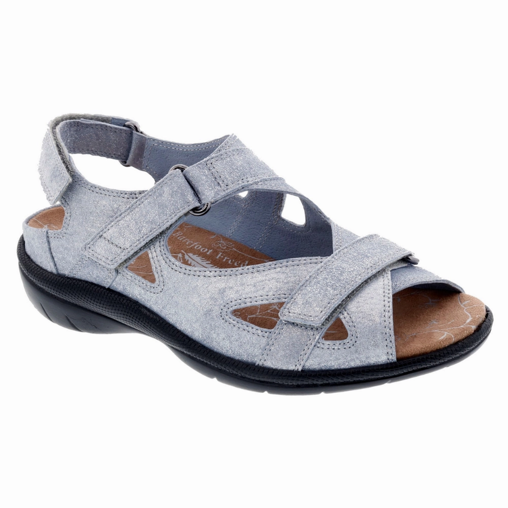 Fast Fit Environmentally Friendly Footbed Drew Lagoon Denim Dusty Leather Sandal (Women's)