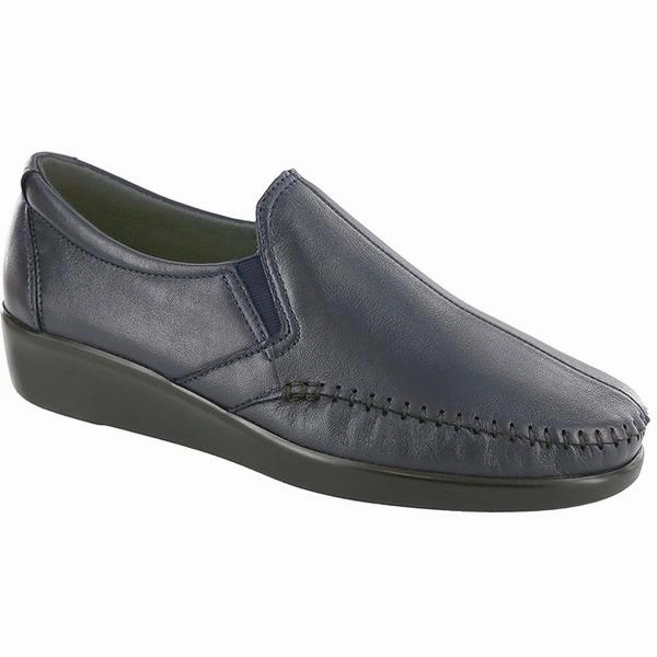 SAS Dream Loafer Navy Leather (Women's) Trail Walks