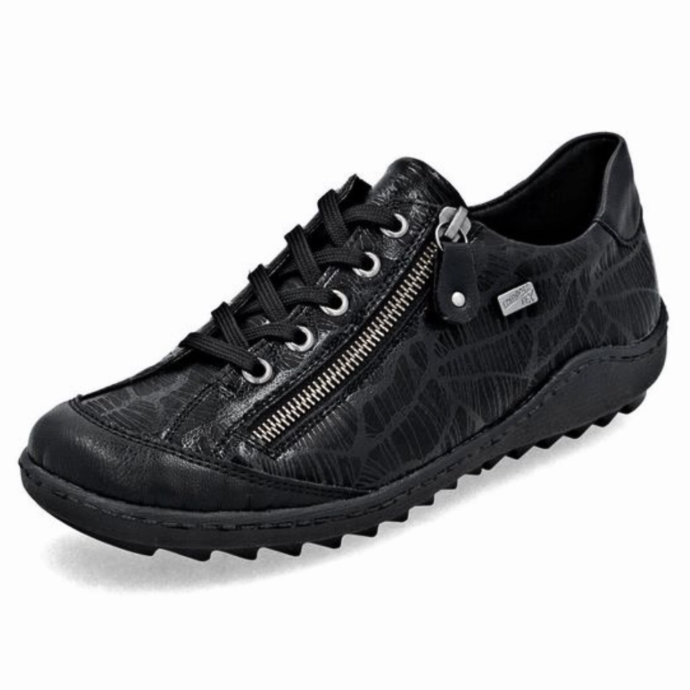 Flexibility Remonte Liv 02 Black Leather Sneaker (Women's)