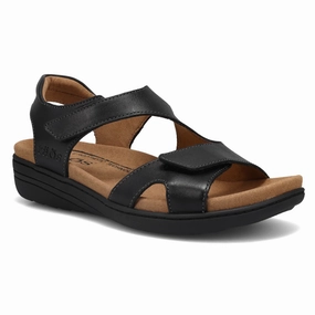 Comfortable Lightweight Footwear Taos Serene Black Leather Sandal (Women's)