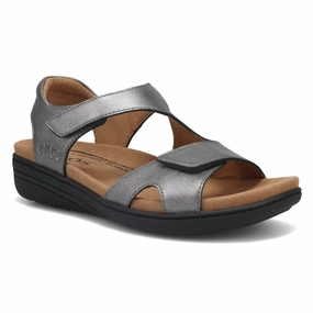 Taos Serene Pewter Leather Sandal (Women's) Soft Flexible