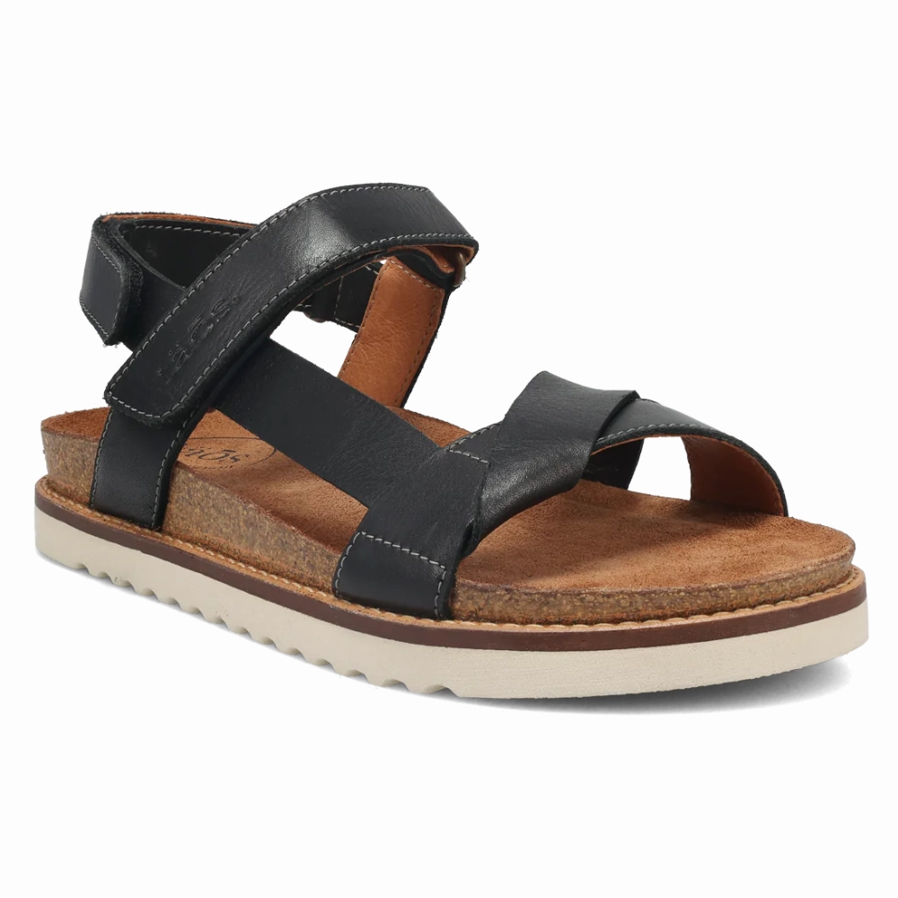 Versatile Looks Taos Sideways Black Leather Sandal (Women's)