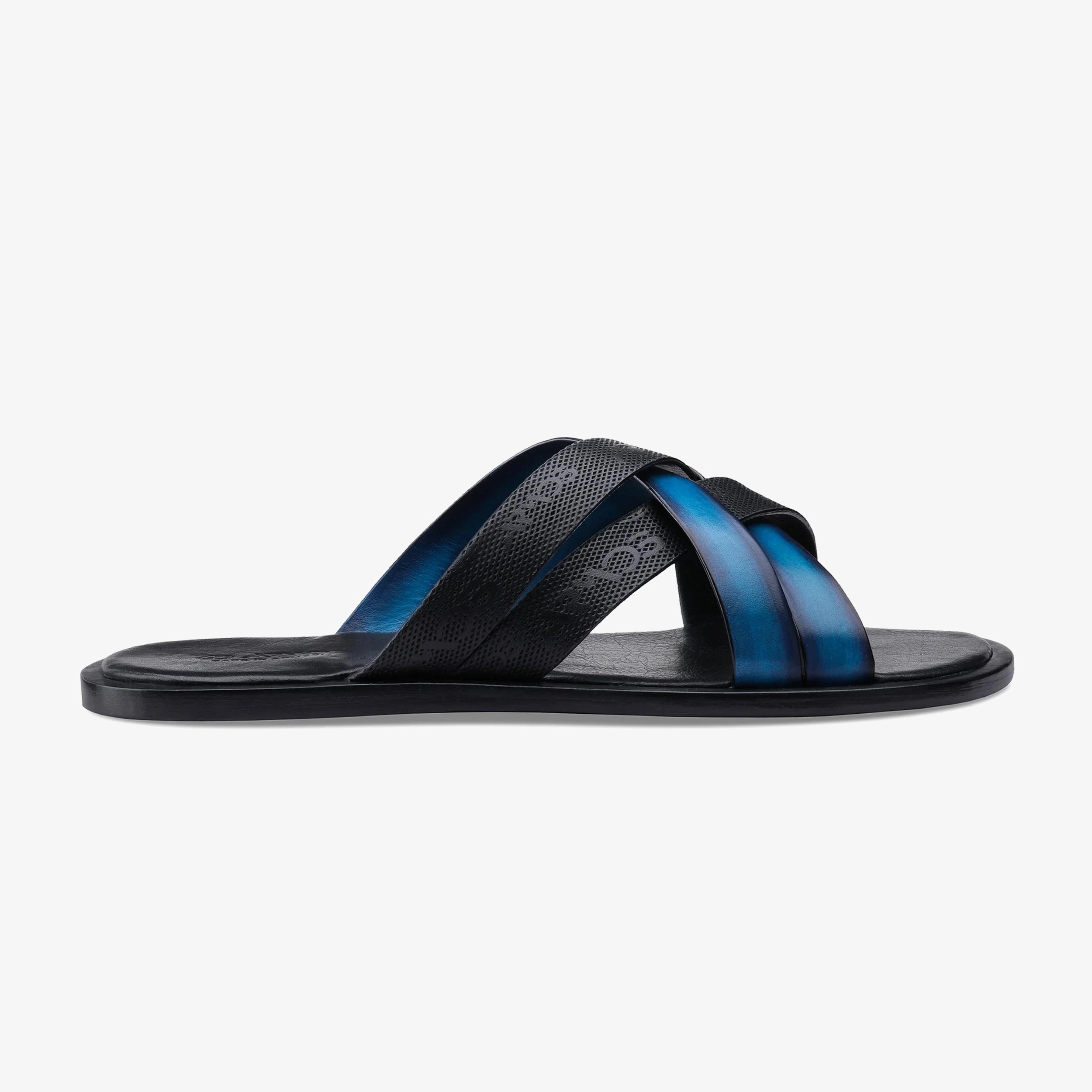 Men's Black And Blue Cross-strap Sandal Seamless construction