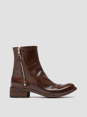 LISON 066 - Brown Leather Zipped Boots chemical-resistant Water Line