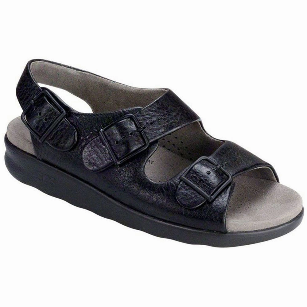 Step Stable SAS Relaxed Sandal Black Leather (Women's)