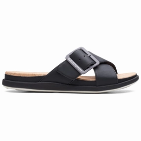 Clarks Step June Shell Black Sandal (Women's) All-Day Use